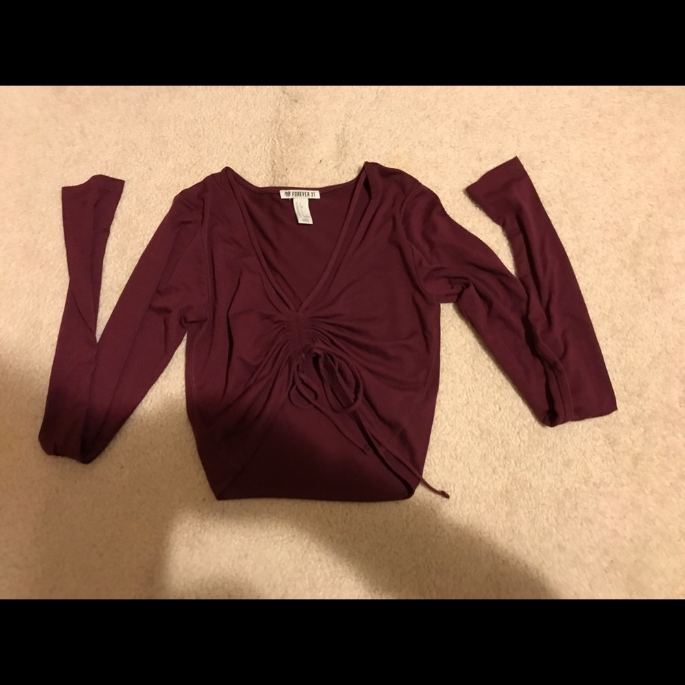 Forever 21 maroon long sleeve crop top